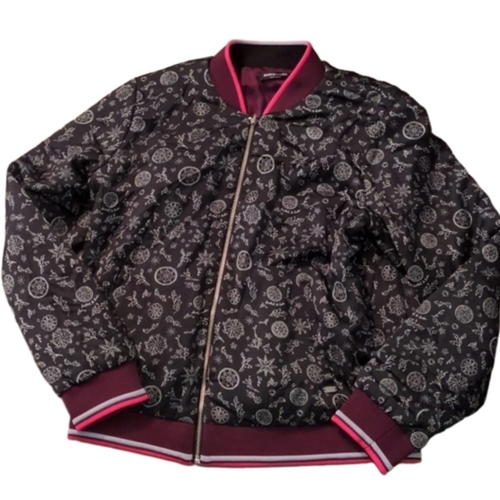 Scotch & Soda Black Magenta Reversible bomber style Jacket